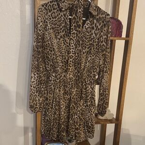 Leopard Print Long Sleeve Dress